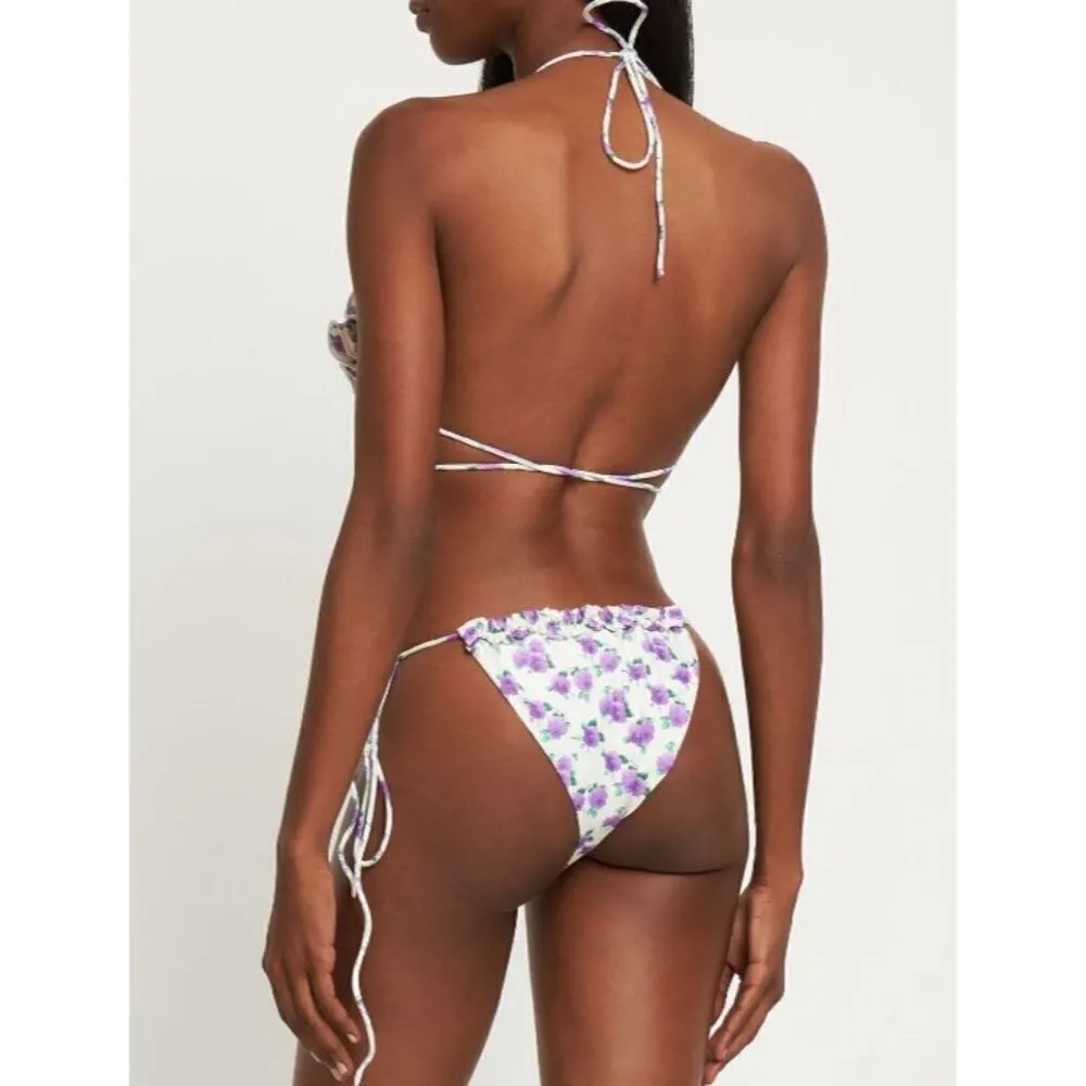 MAGDA BUTRYM Tie Side Bikini Bottom in Violet Print 42 New Womens Swimsuit White Size undefined - Image 12