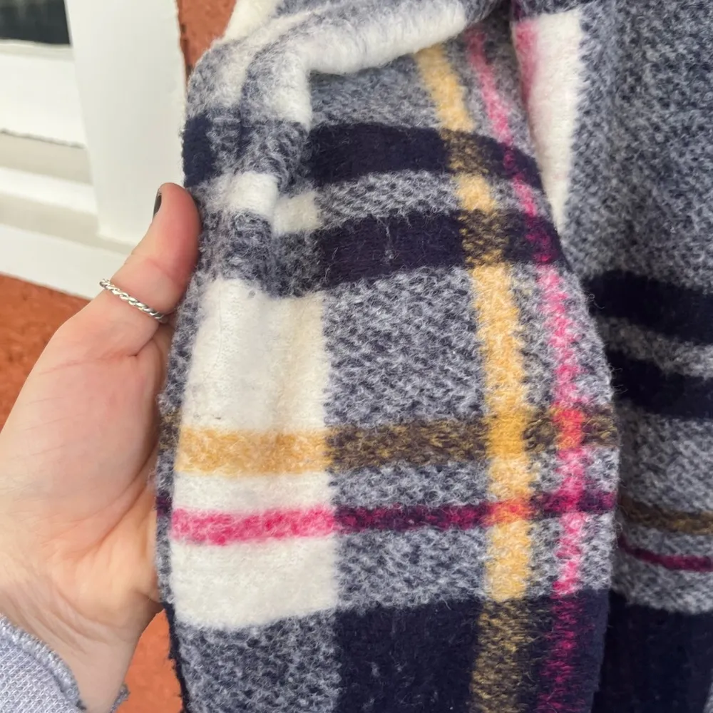 Rachel Zoe Womens Wool Blend Open Front Long Jacket Multicolor Plaid Size Small - Image 6