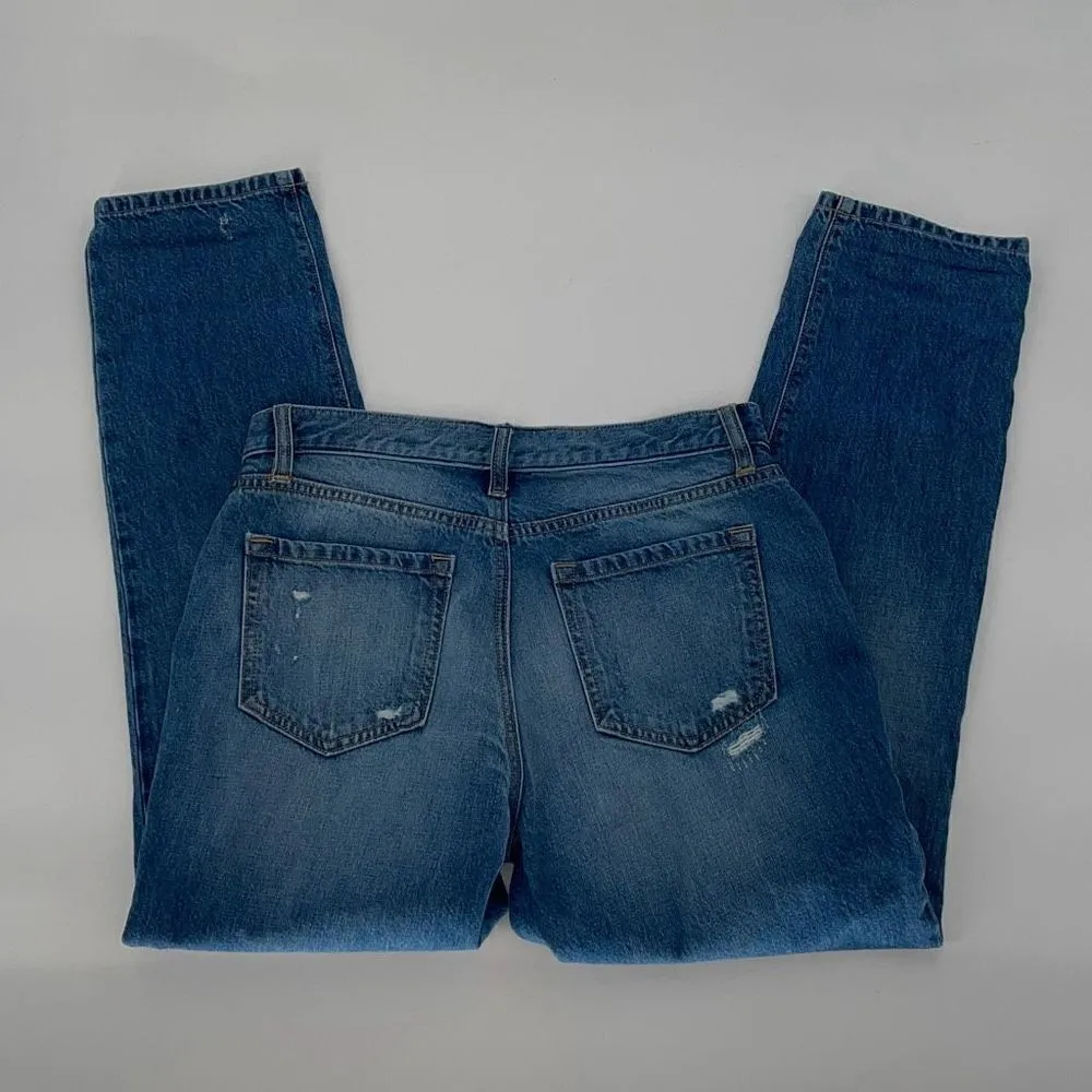 Ann Taylor LOFT Womens Mid Rise Button Fly Distressed Boyfriend Jeans Blue Sz 29 - Image 4
