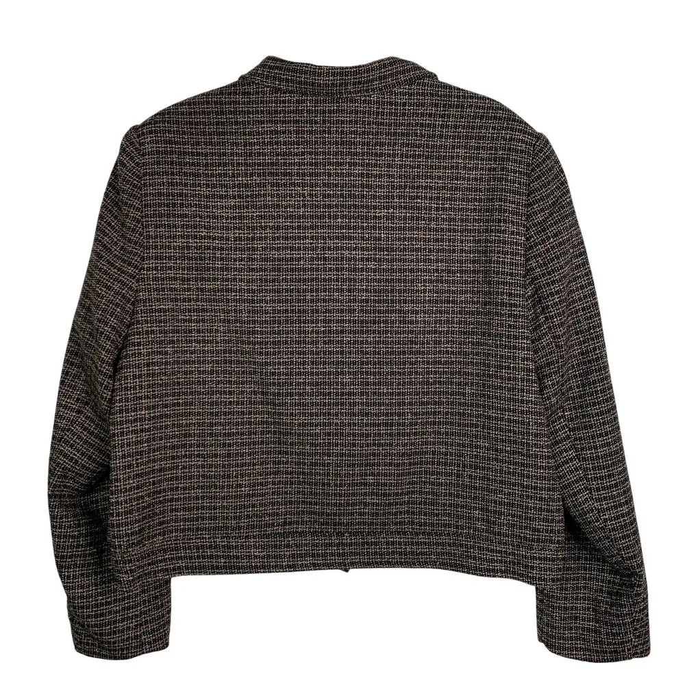 Vintage Blazer Cropped Jacket Woven Knit Tweed Norton McNaughton Lined Size 18 - Image 4