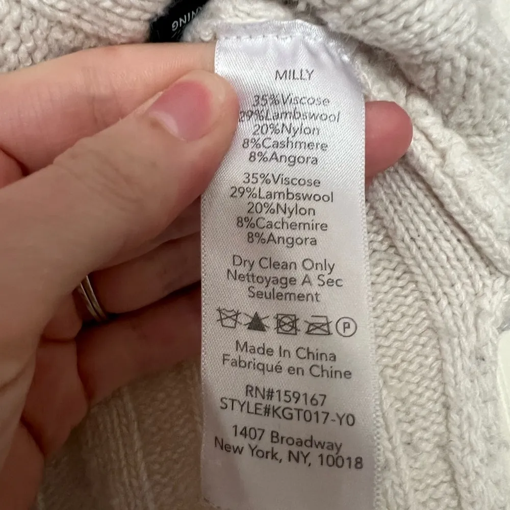 Milly  Asymmetrical Cable Knit Turtleneck Sweater - Image 9