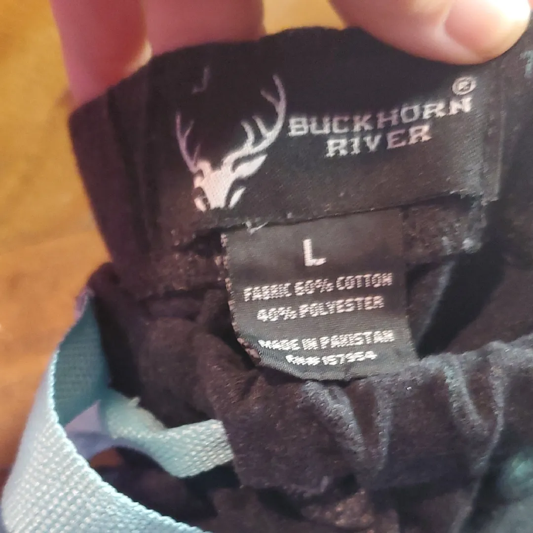 Elegant Black Pajama Pants with Teal Deer Design Size L - Image 2