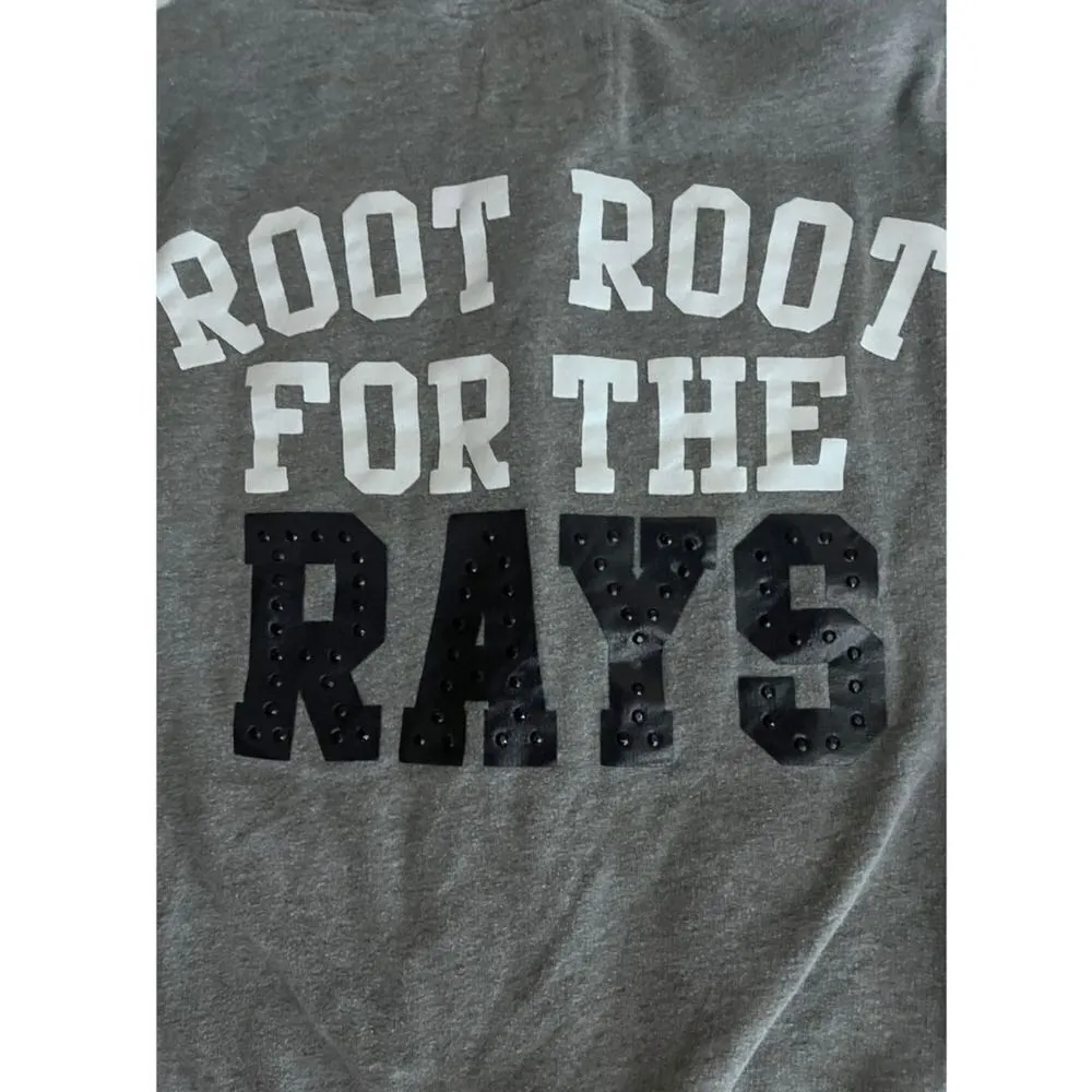 Tampa Bay Rays Victorias Secret PINK Zip‎ Up Hoodie Sweatshirt Gray Size Med - Image 6