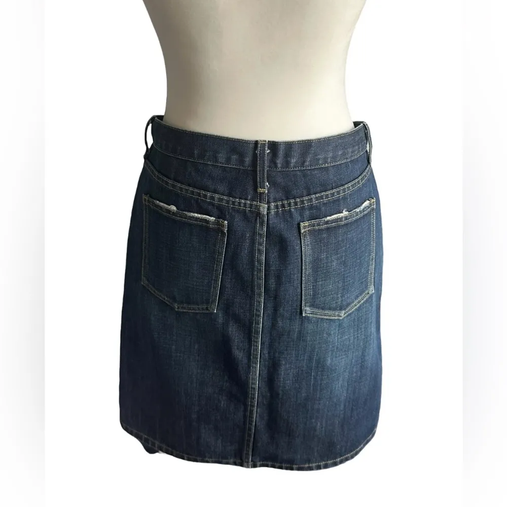 Earl Jeans Denim Skirt Size Small Blue Dark Wash Back Slit - Image 2