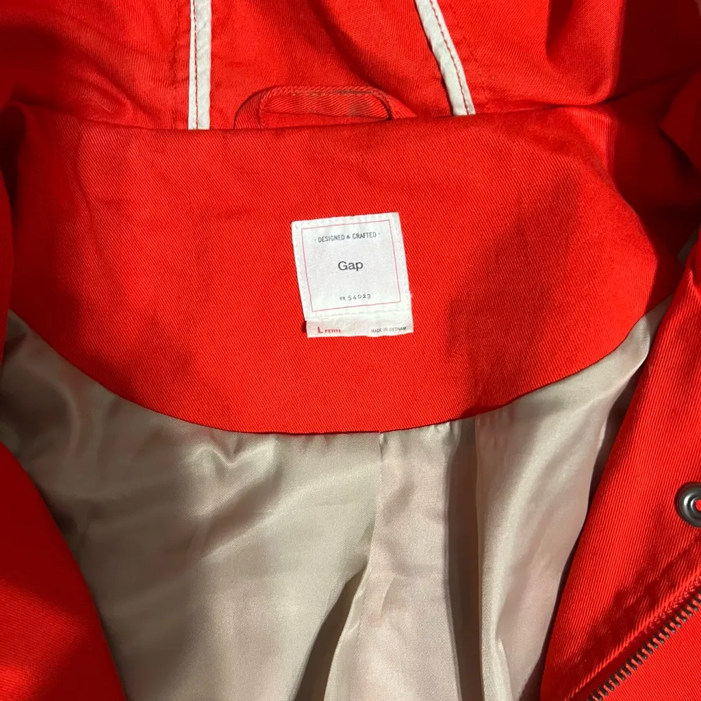 GAP Designed & Crafted Orange/Red Utility Parka Jacket Woman’s L Petite - Image 6