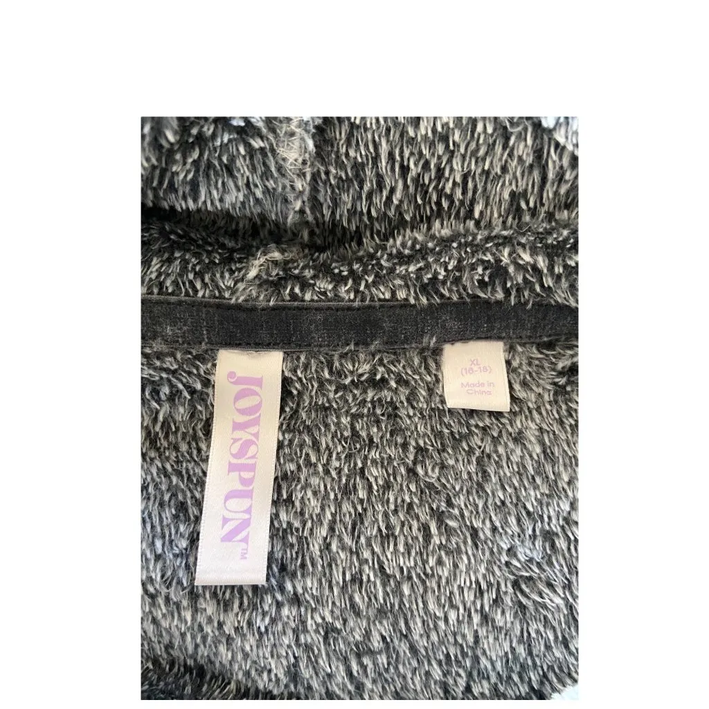 Joyspun Penguin Patch Teddy Hoodie Gray Size XL - Image 3