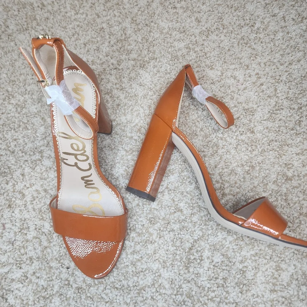 New Sam Edelman Yaro Ankle Strap Sandal Heel Tawny Brown - Image 3