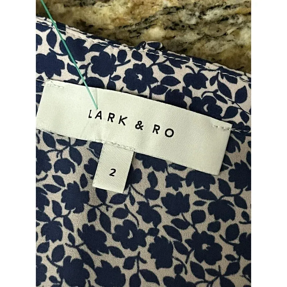 Lark & Ro Blue Floral Blouse Women’s 2 Long Sleeve Career Casual Preppy Modest White - Image 8