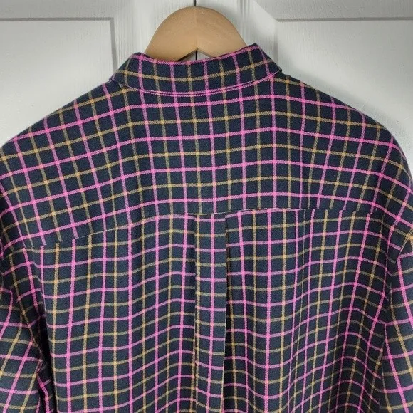 Madewell Button Up Plaid Flannel Shirt Boxy Loose Fit Crop Top Blouse Size M - Image 9