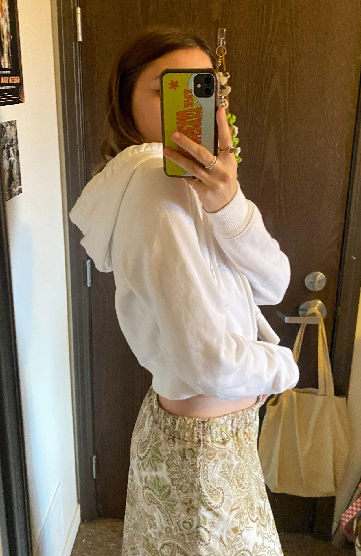 White Cropped Zip Up Hoodie - Image 4