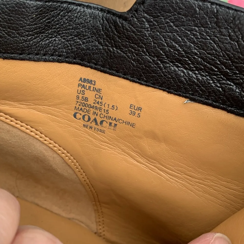 Coach Black Leather Zip Heeled Booties Size 9.5B - Image 10