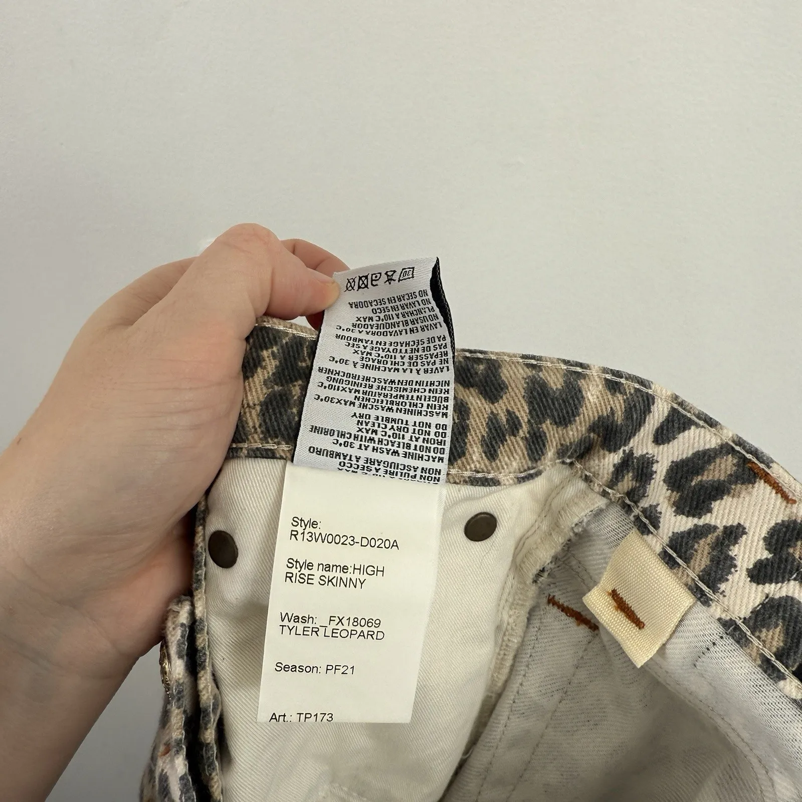 R13 Tyler High Rise Skinny Jeans Leopard Print Boho Old Money Womens 26 - Image 9