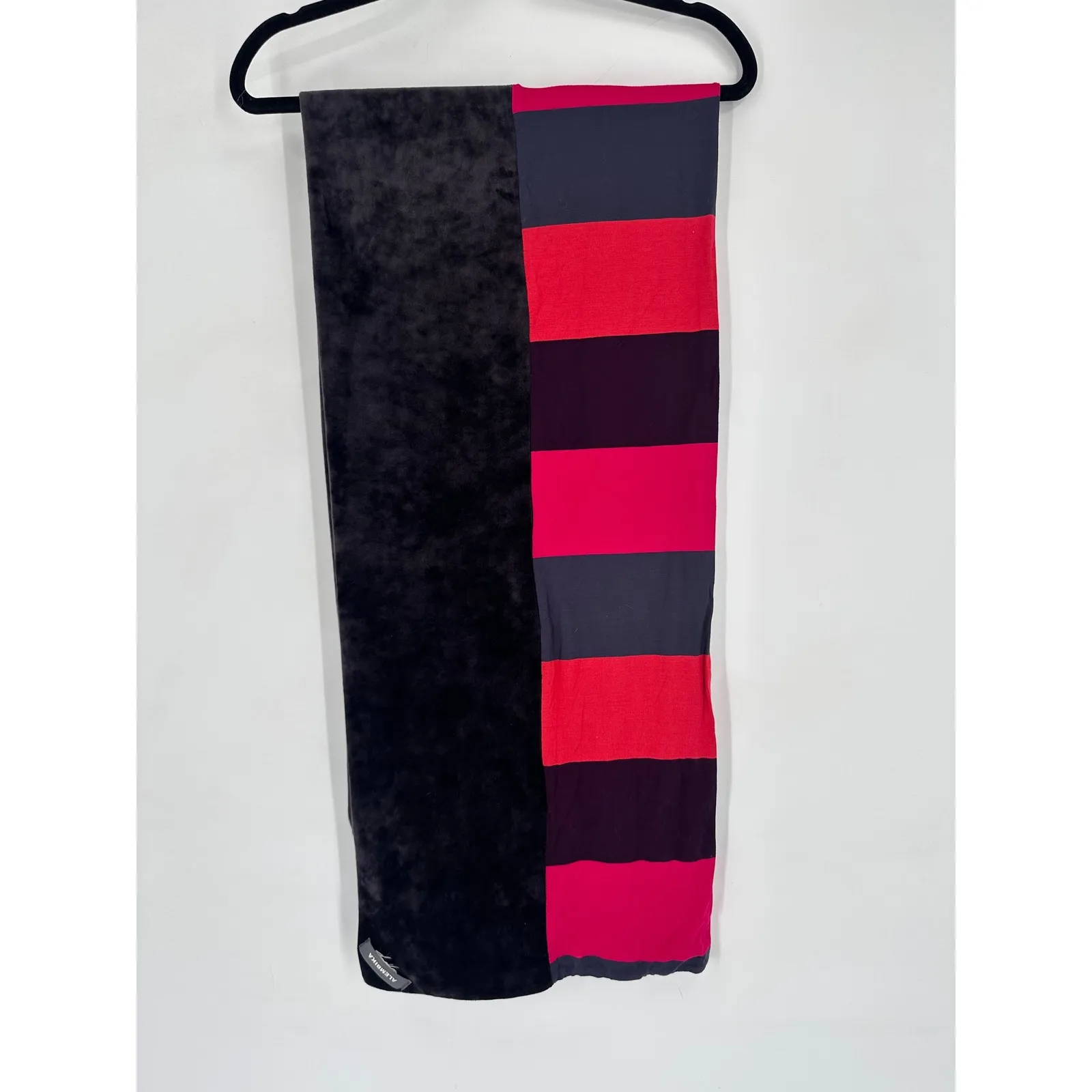 ALEMBIKA Gray Velvet &‎ Colorful Jersey Knit Stripe Soft Wrap Scarf - Image 6