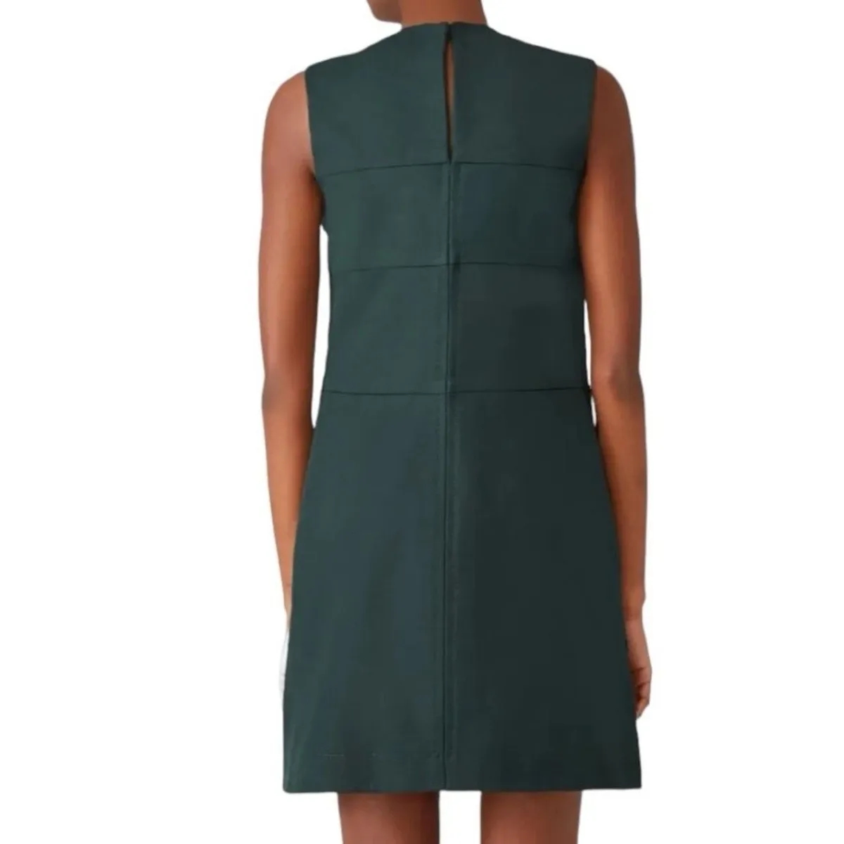 CARVEN Green Wool Twill 100% Cotton Shift Pockets Dexter Shift Dress sz 40 - Image 9