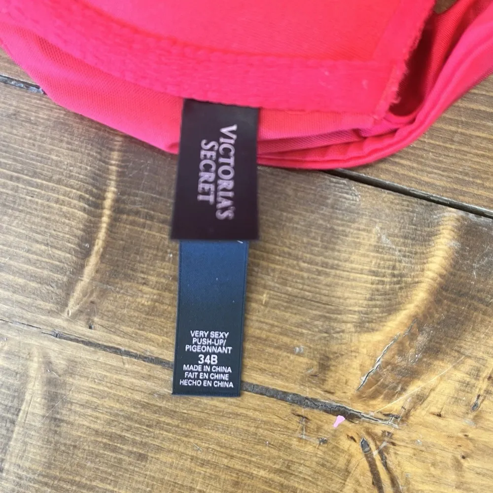 Victoria Secret 34B Strappy Front Closure Sexy Red Push Up Bra - Image 6