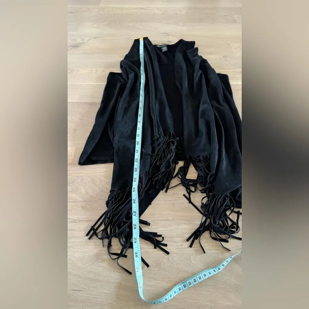 INC International Concepts Fringe Open Vest Faux Suede Black medium - Image 6