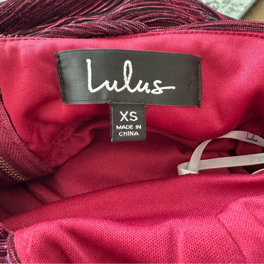Lulus Ailey Metallic Pink/Red/Magenta Prom Formal Skater Dress Size XS - Image 11