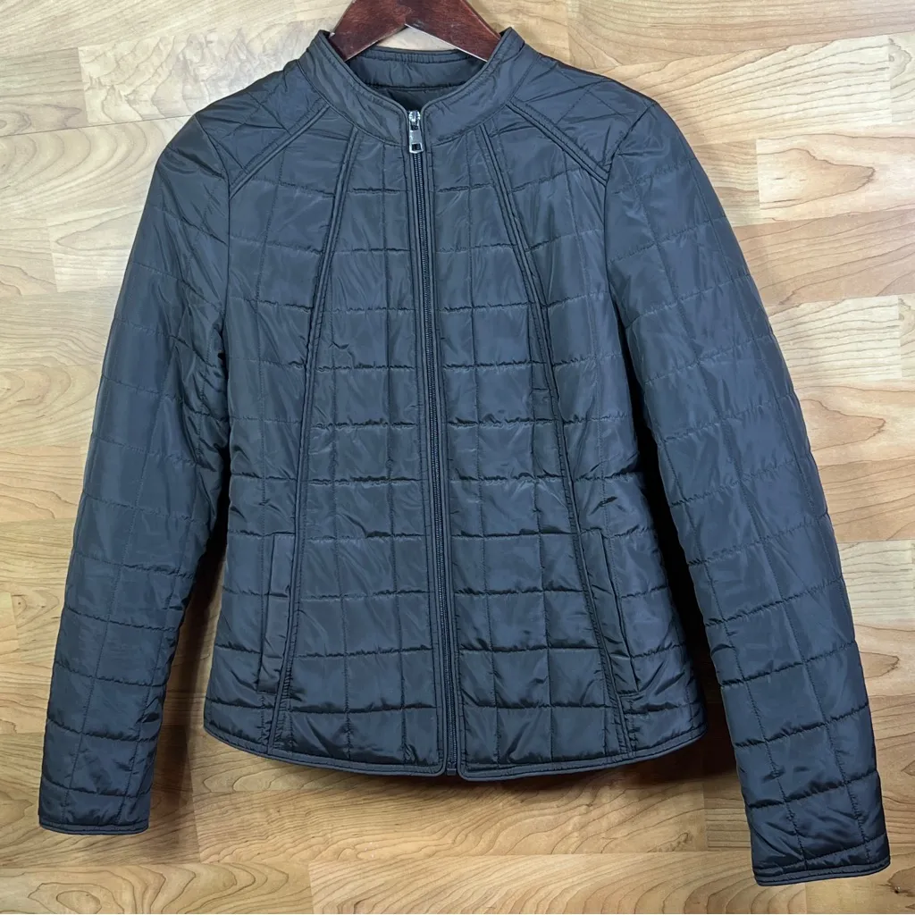 Laura Jo Size Medium Long Sleeve Puff Style Brown Jacket Waist Cincher - Image 1