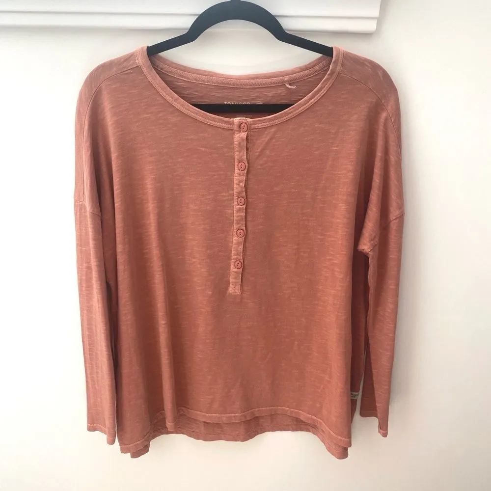 TOAD & CO Primo Henley Long Sleeve Top Women's Oversized Organic Cotton Coastal - Image 2