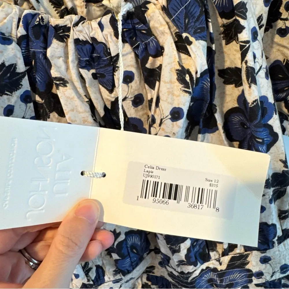 NWT Ulla Johnson Celia Blue Dress Lapis Floral Print Mini Puff Sleeve - Image 5