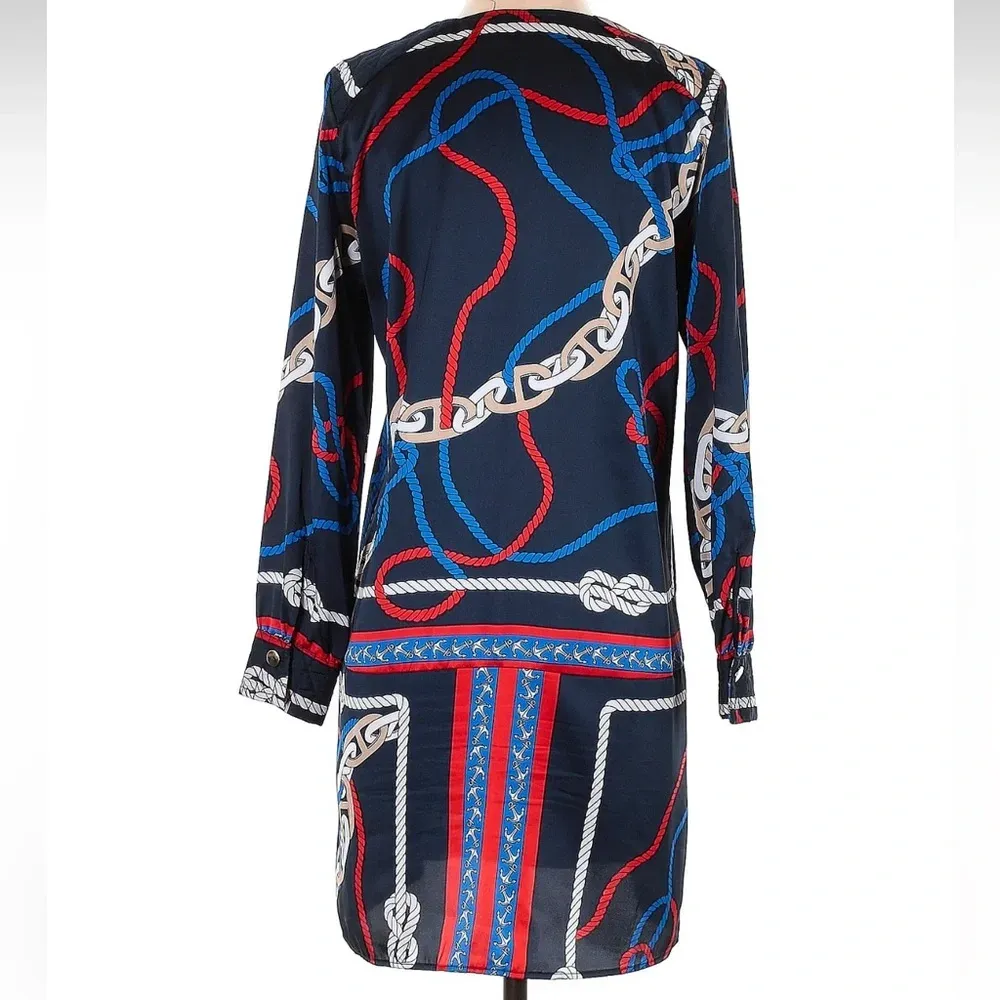 Zara Nautical Coastal Knot Print Chains Dress Jacket Long Sleeve Size XS - Image 7