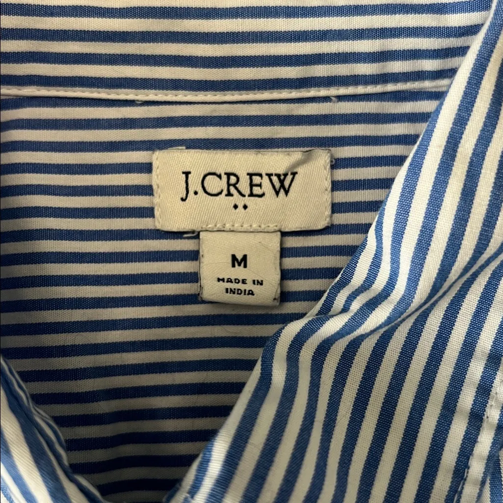 JCrew Factory Blue/White Pinstripe Button Down Shirt Size Medium - Image 5