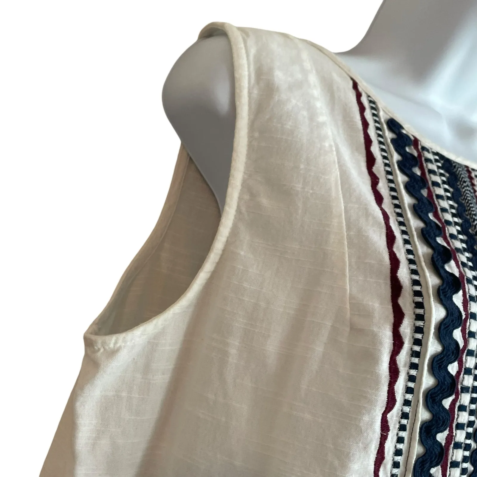 White Stuff Women Mini Dress‎ S Ivory Southwest Detail Shabby Chic Boho Cowgirl - Image 8