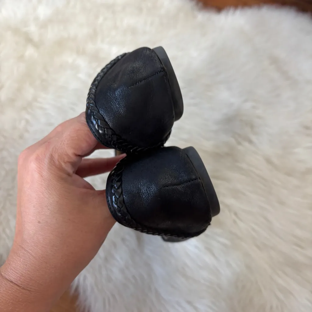 Jellypop  “Alberta” Solid Black Braided Accent Pointed Toe Flats - Image 7