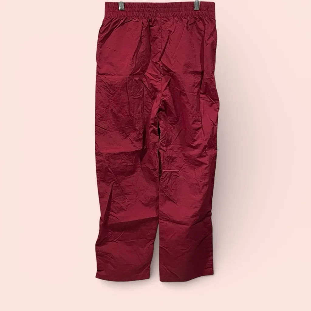 Vintage 90s-Y2K maroon stripe nylon warm up pants snap ankle elastic waist - Image 3