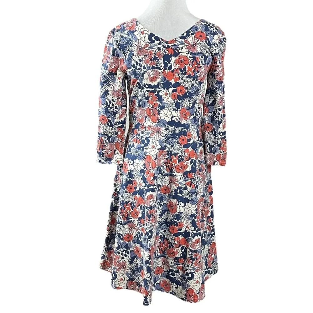 Pact Organic Spring Floral Fit & Flare Midi Party Dress Size Small NWT - Image 3
