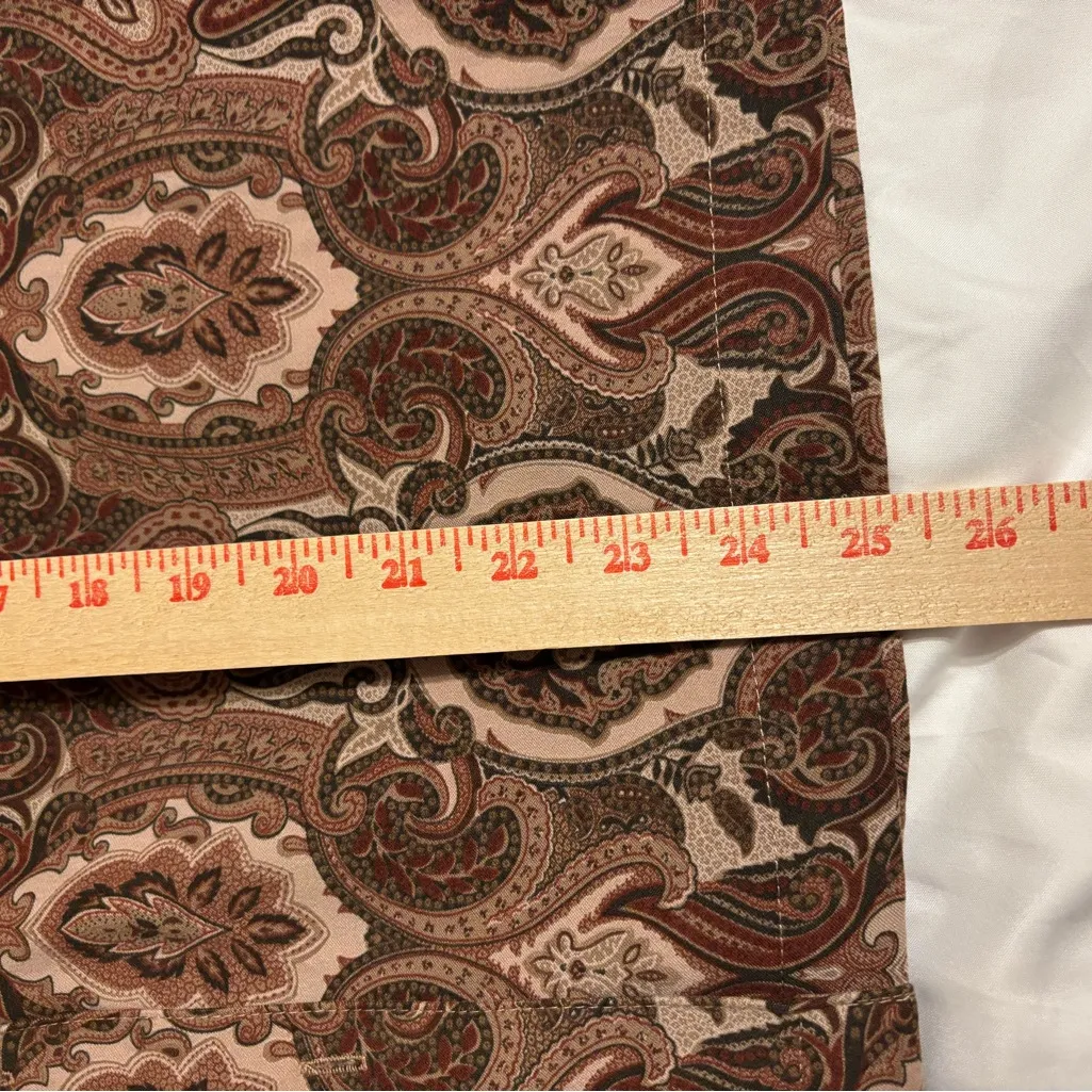 Caribbean Joe Paisley Boho Button Front Blouse XL Neutral Stretch - Image 4