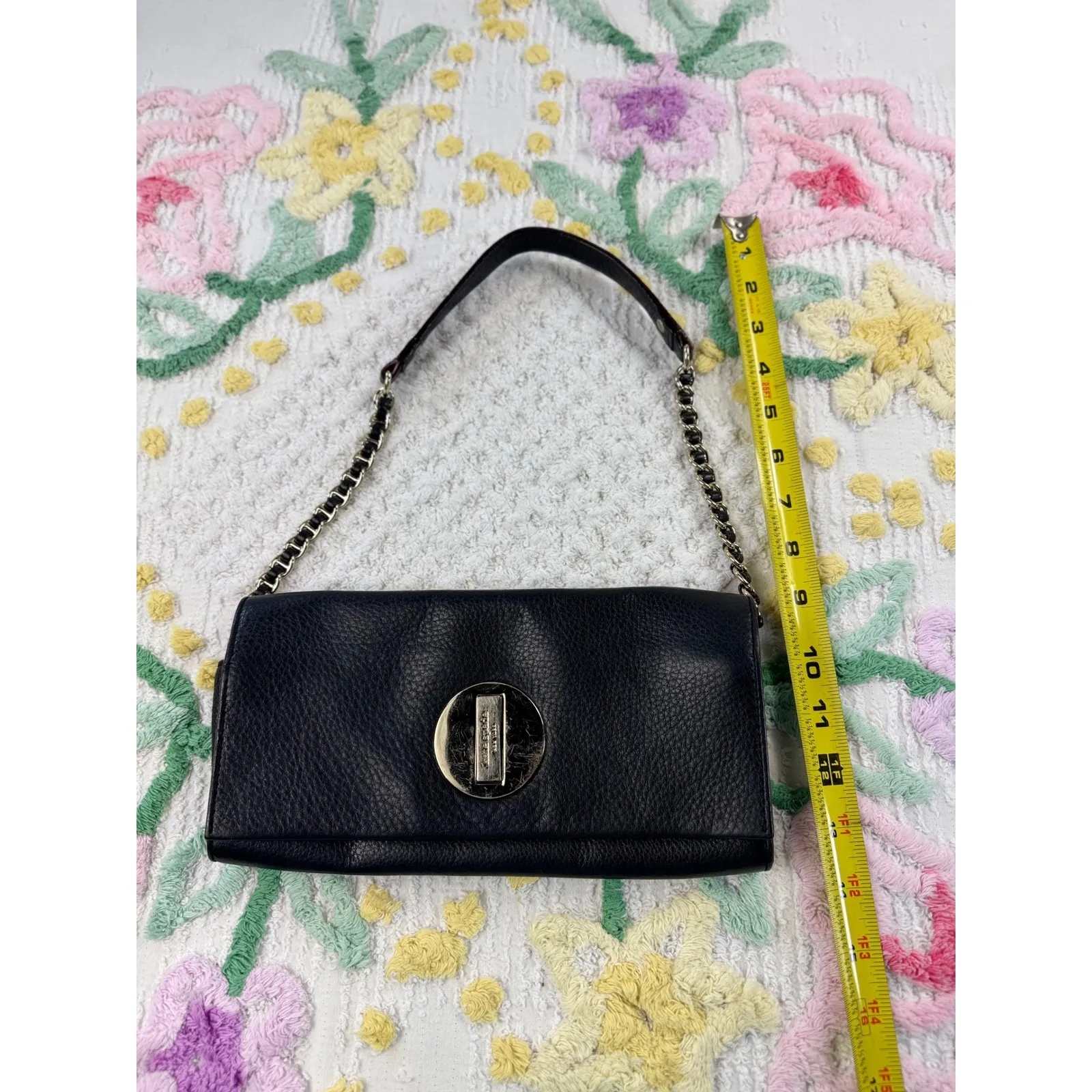 Kate Spade Black Leather Turn Lock Chain Shoulder Bag Purse NEW YORK - Image 2