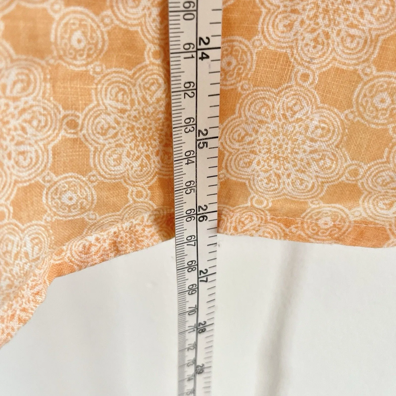 Chico's Peach Orange White Floral Medallion Button Down Cargo Shirt 100% Linen 1 - Image 5