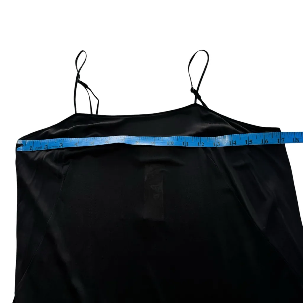 AKRIS PUNTO US 12 Black Vegan Silk Slip Dress Viscose Square Neck LBD Basic Mod - Image 10