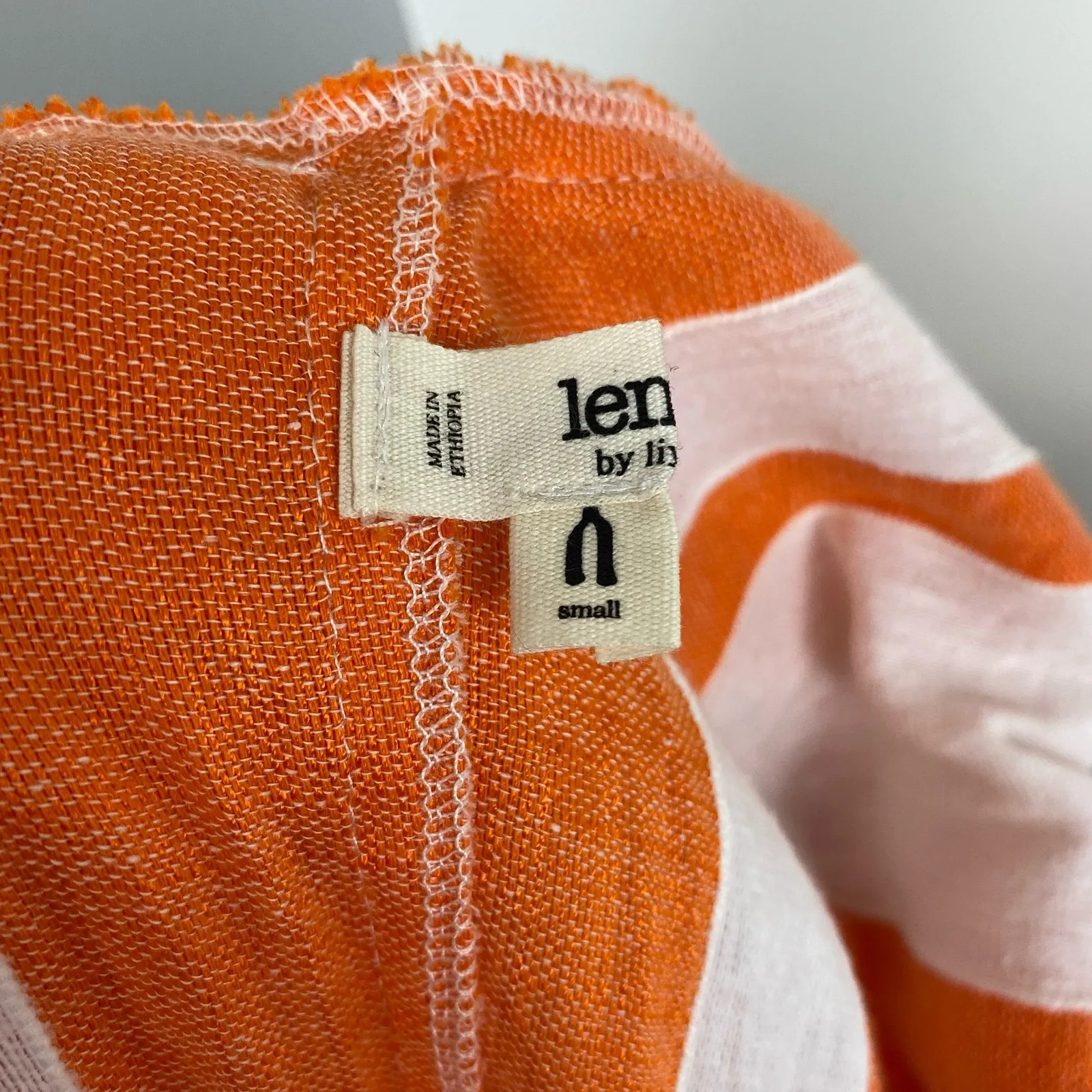 LemLem Hand Crafted Zoya Orange Stripe Maxi Short Sleeve Beach Dress Small NEW - Image 8