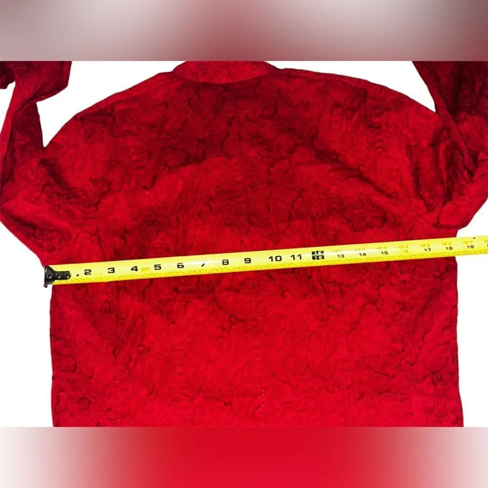 Chico’s Asian Inspired Mandarin Collared‎ Red Jacket Size 0 Small Boho Chic - Image 8