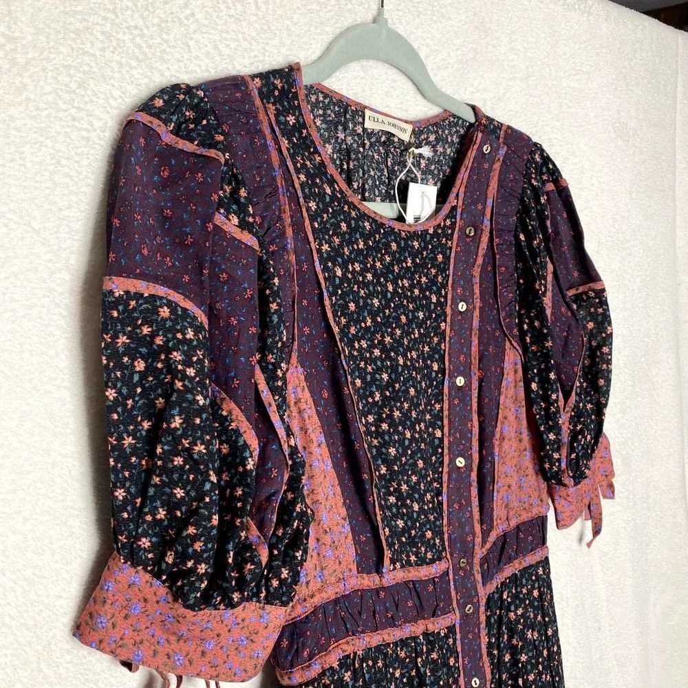 Verona Floral Patchwork A-Line Tiered Midi Dress Multicolor Size 2 - Image 5