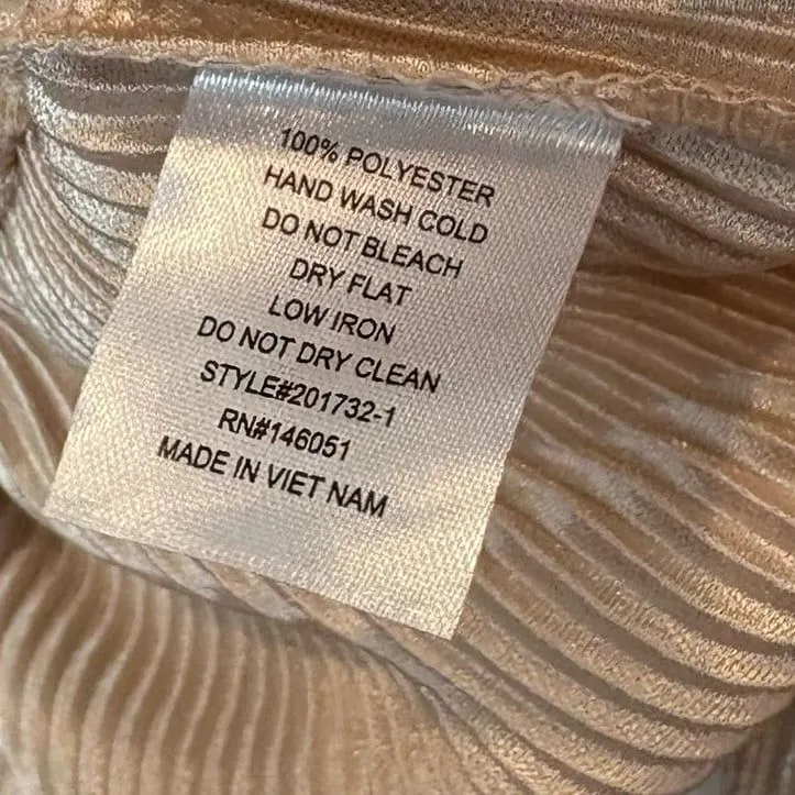 Tullea Gold Pleated Metallic One Shoulder‎ Top Size Large - Image 6