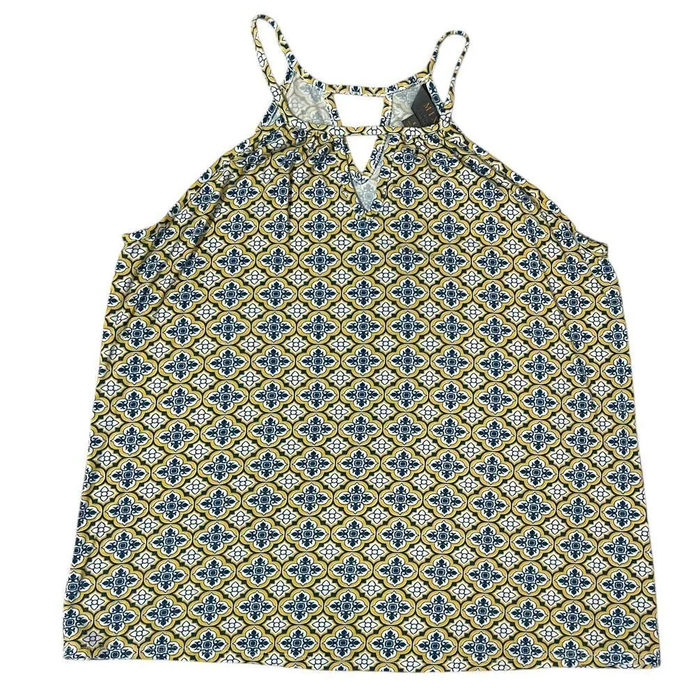 Mix by 41Hawthorn SMALL Elaria Keyhole Knit Top Stitch Fix Front Back Peek Tank Yellow - Image 7