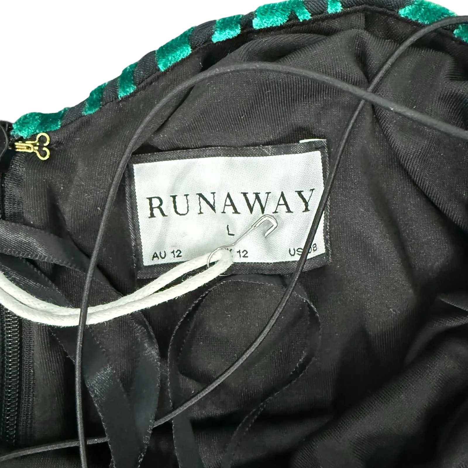 Runaway Lionell Emerald Green Zebra Stripe Backless Maxi Dress Sz 8 / L NEW Tags - Image 6