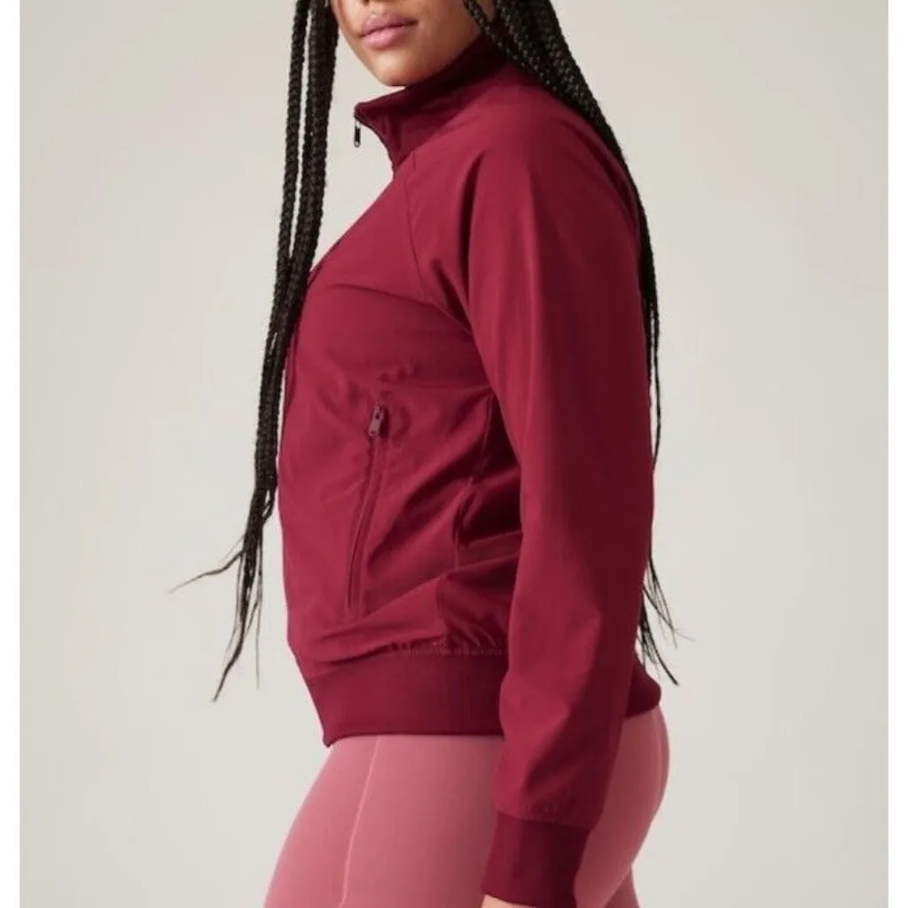 Athleta L Brooklyn Bomber Jacket Cranberry Coffee Red Size Large - Image 3