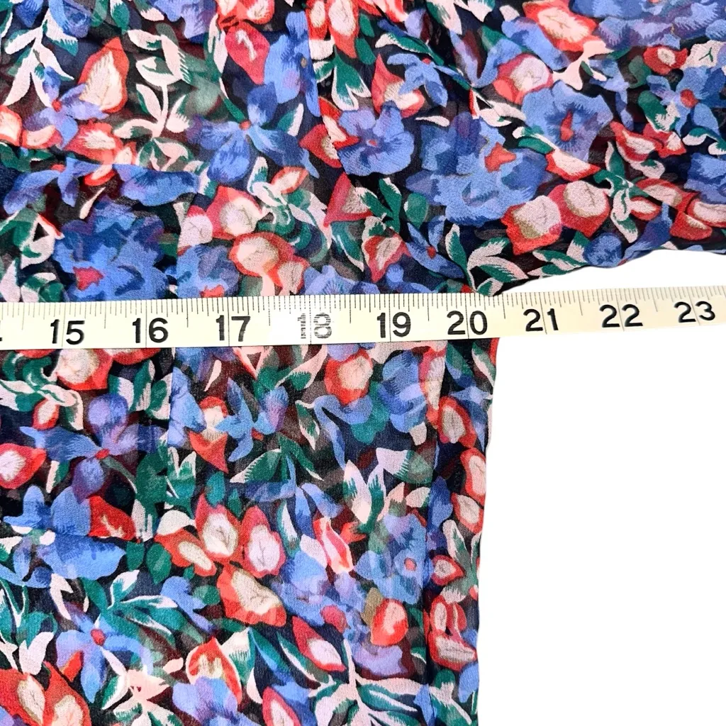 Diane Von Furstenberg Silk Floral Chiffon Long Sleeve Button Down Blouse 6 - Image 5