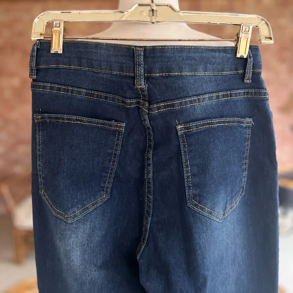 Heritage Falmer Jeans Cropped Flared Size 6 Blue 5 Button Fly High Waist Faded - Image 8