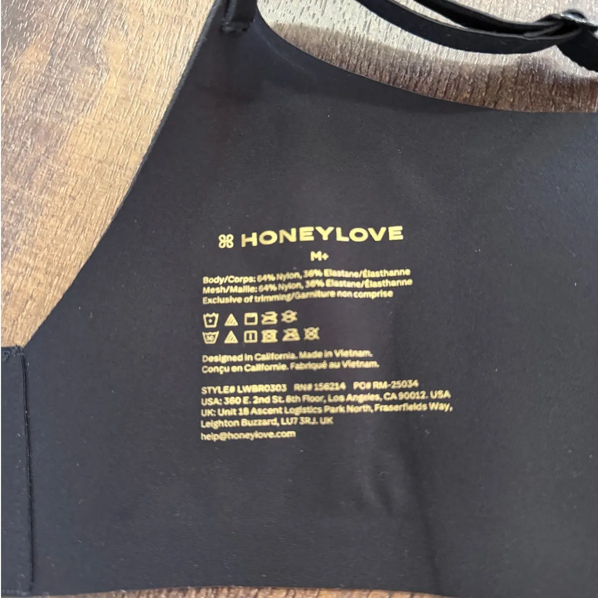 Honeylove Supportive Wireless Bra Crossover Bra Black Beige Size Medium+ - Image 5