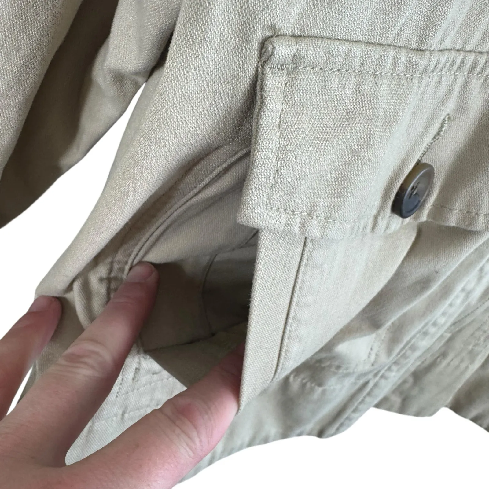 Gap Cotton Tan Lightweight Hidden Button Up Mock Neck Utility Jacket Size XL - Image 4
