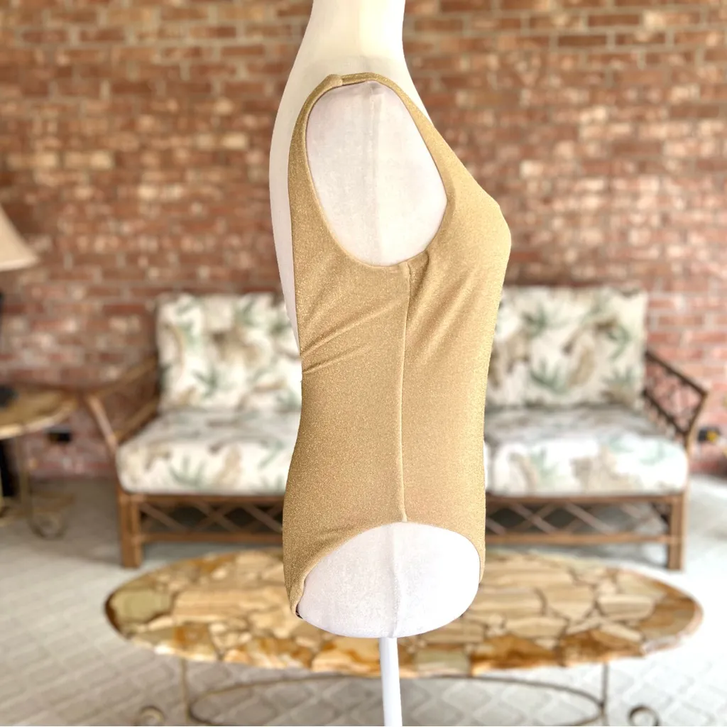 Aerie Babewatch Swimsuit One Piece Cheekiest Sparkle Shimmer Gold L Padded Bra - Image 9