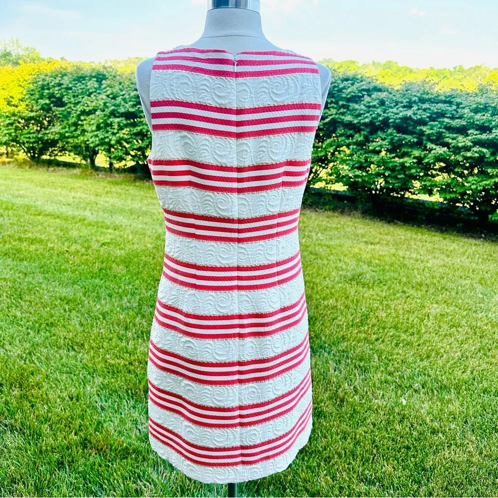 Vince Camuto Stripe Jacquard Dress in Coral White & Gold - Image 13