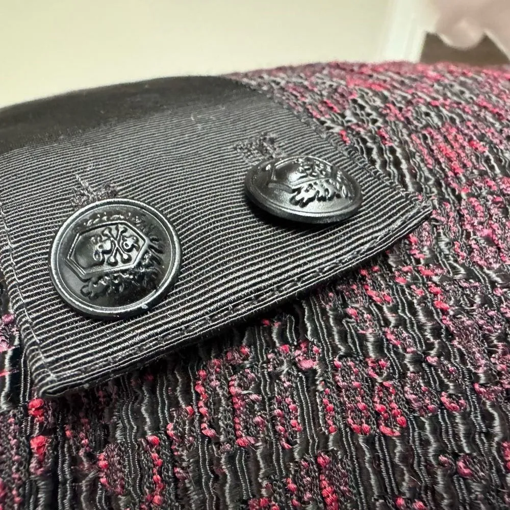 The Kooples Tweed Mini Skirt Burgundy + Black - Image 5