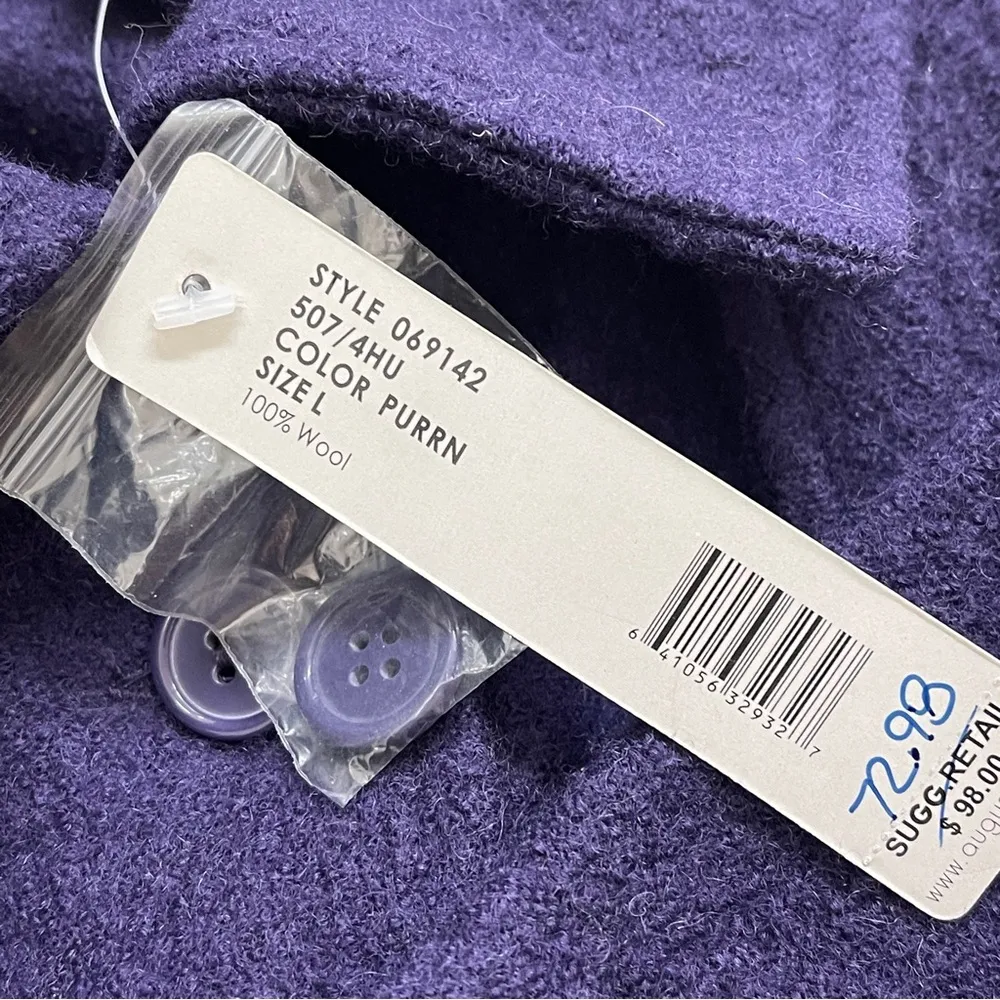 Vintage august silk 100% wool purple cropped coat size L NWT - Image 3