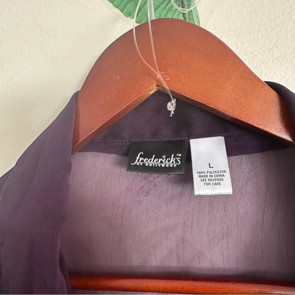 Vintage Sheer Purple Button Up Top Size L - Image 3